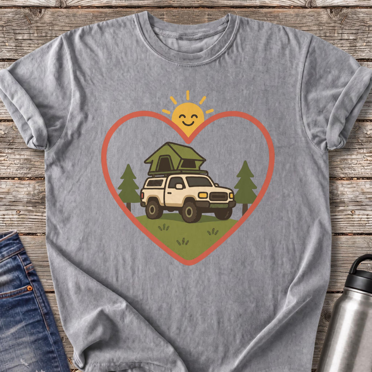 Overlanding Heart T-Shirt — Grey