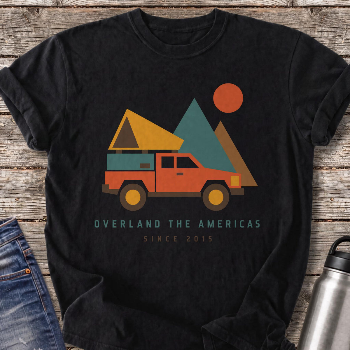 Overland Truck Mountains T-Shirt — Black