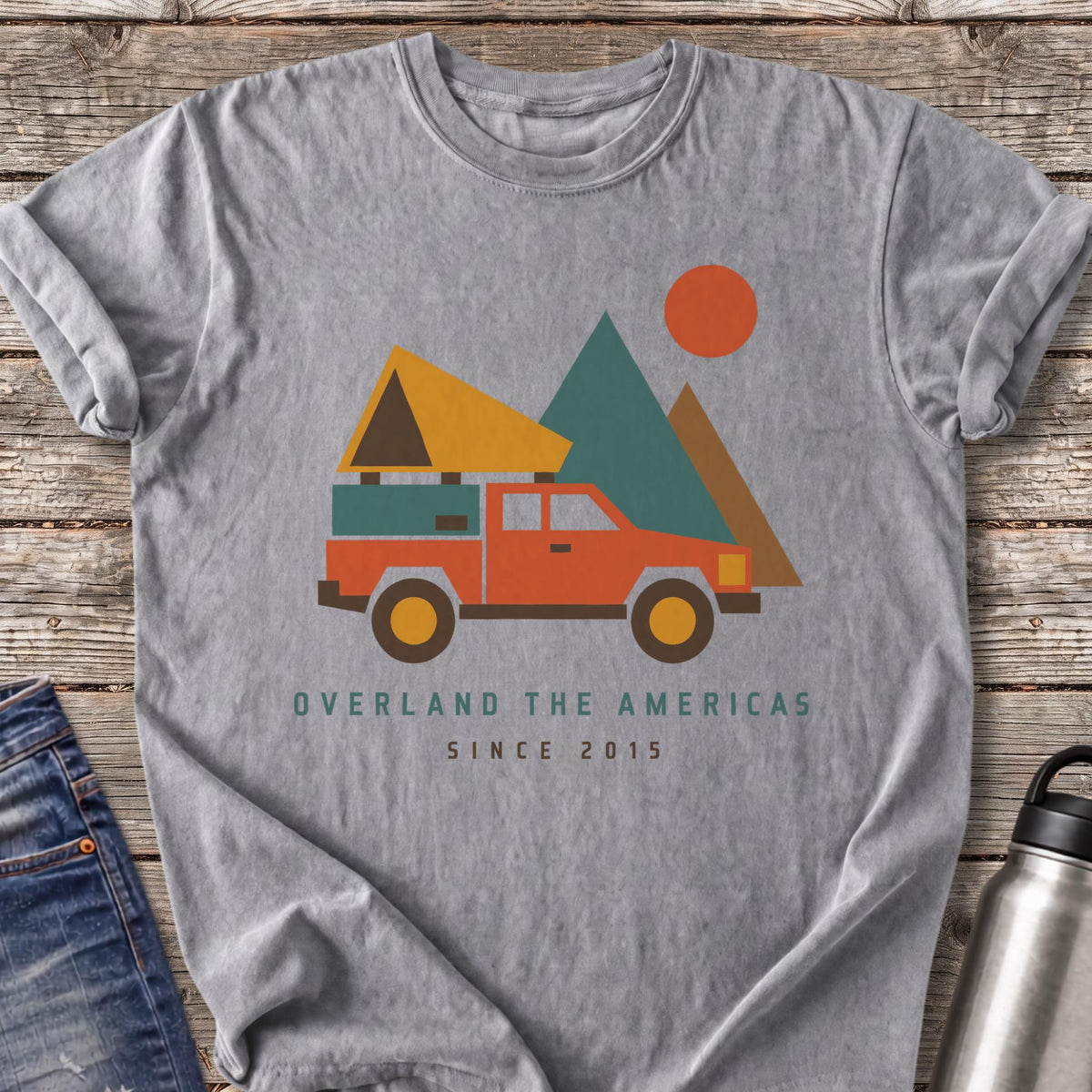 Overland Truck Mountains T-Shirt — Grey