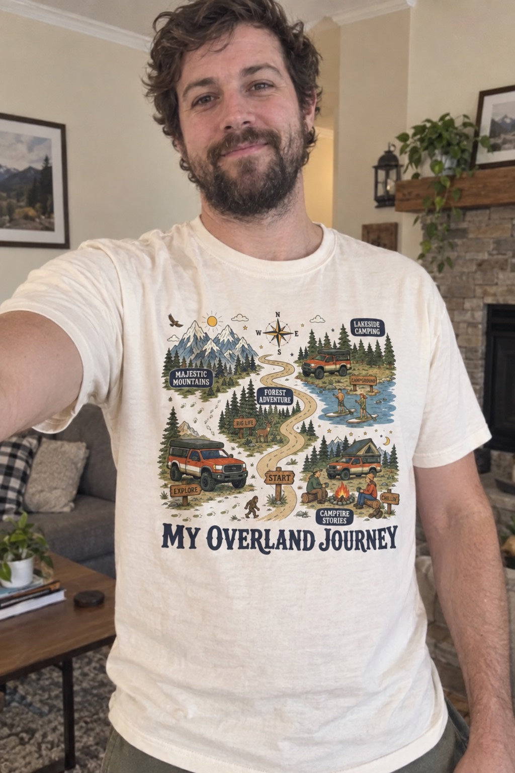 Thomas H. wearing the My Overland Journey T-Shirt in Ivory