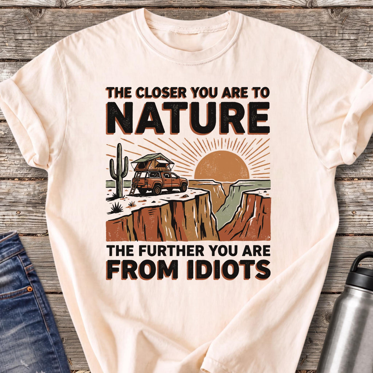 Further From Idiots at Canyon Rim T-Shirt — Ivory