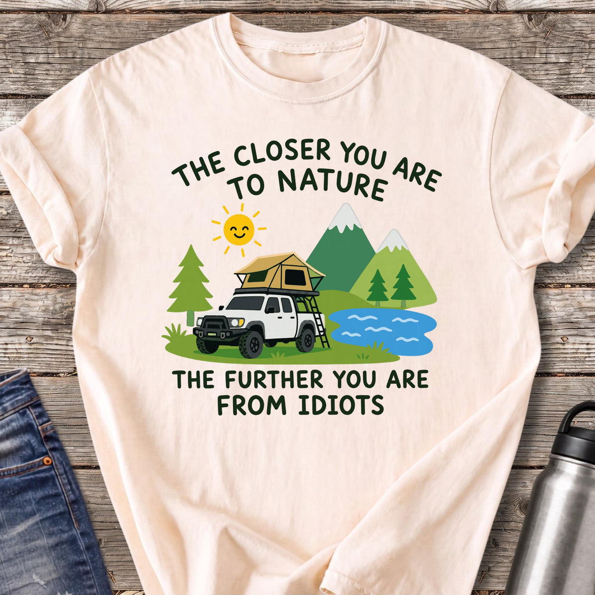 Further From Idiots Rig T-Shirt — Ivory