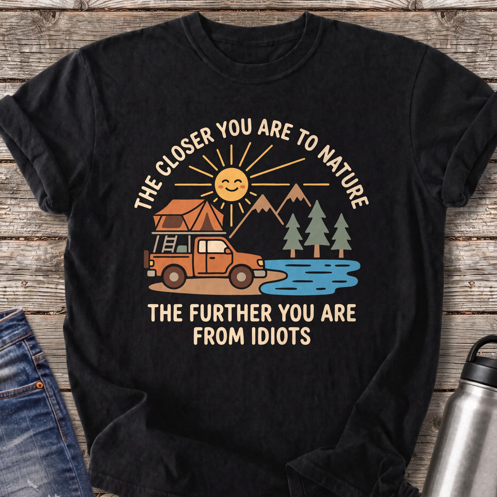 Further From Idiots Truck T-Shirt — Black