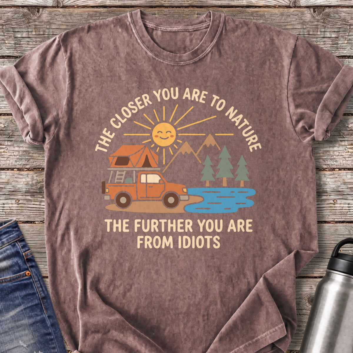 Further From Idiots Truck T-Shirt — Espresso