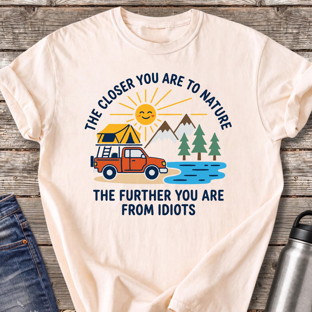 Further From Idiots Truck T-Shirt — Ivory