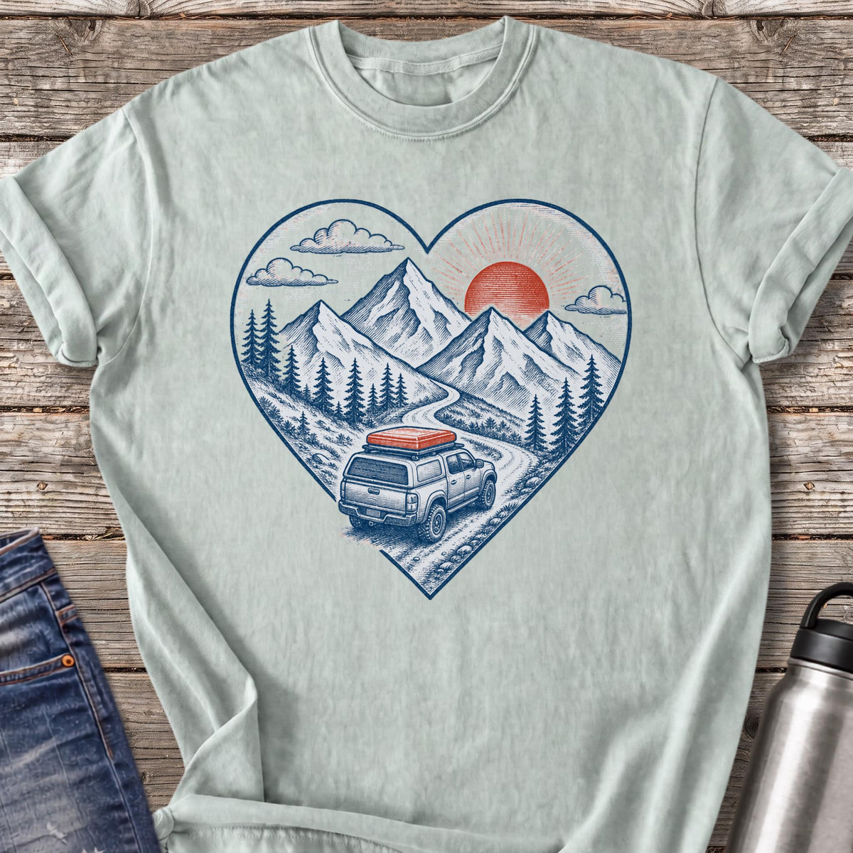 Mountain Trail Heart T-Shirt — Bay