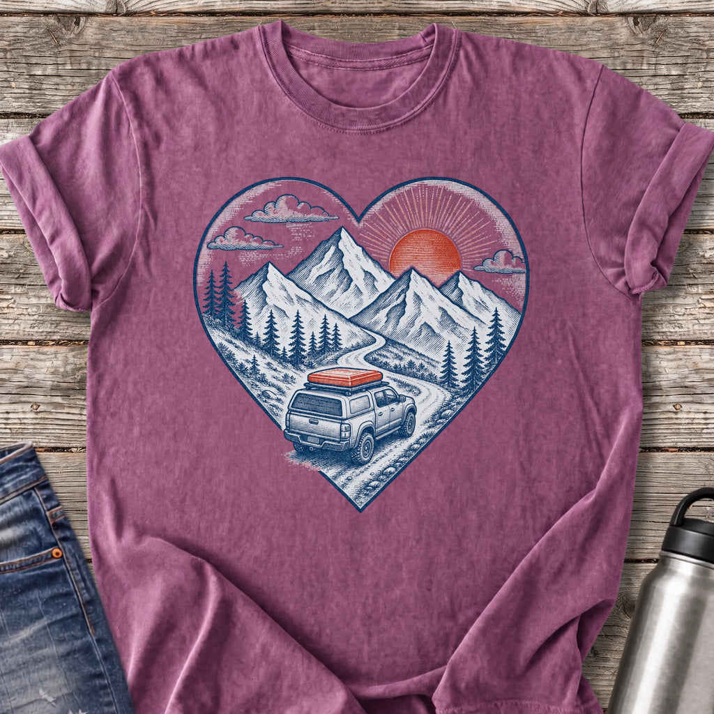 Mountain Trail Heart T-Shirt — Berry