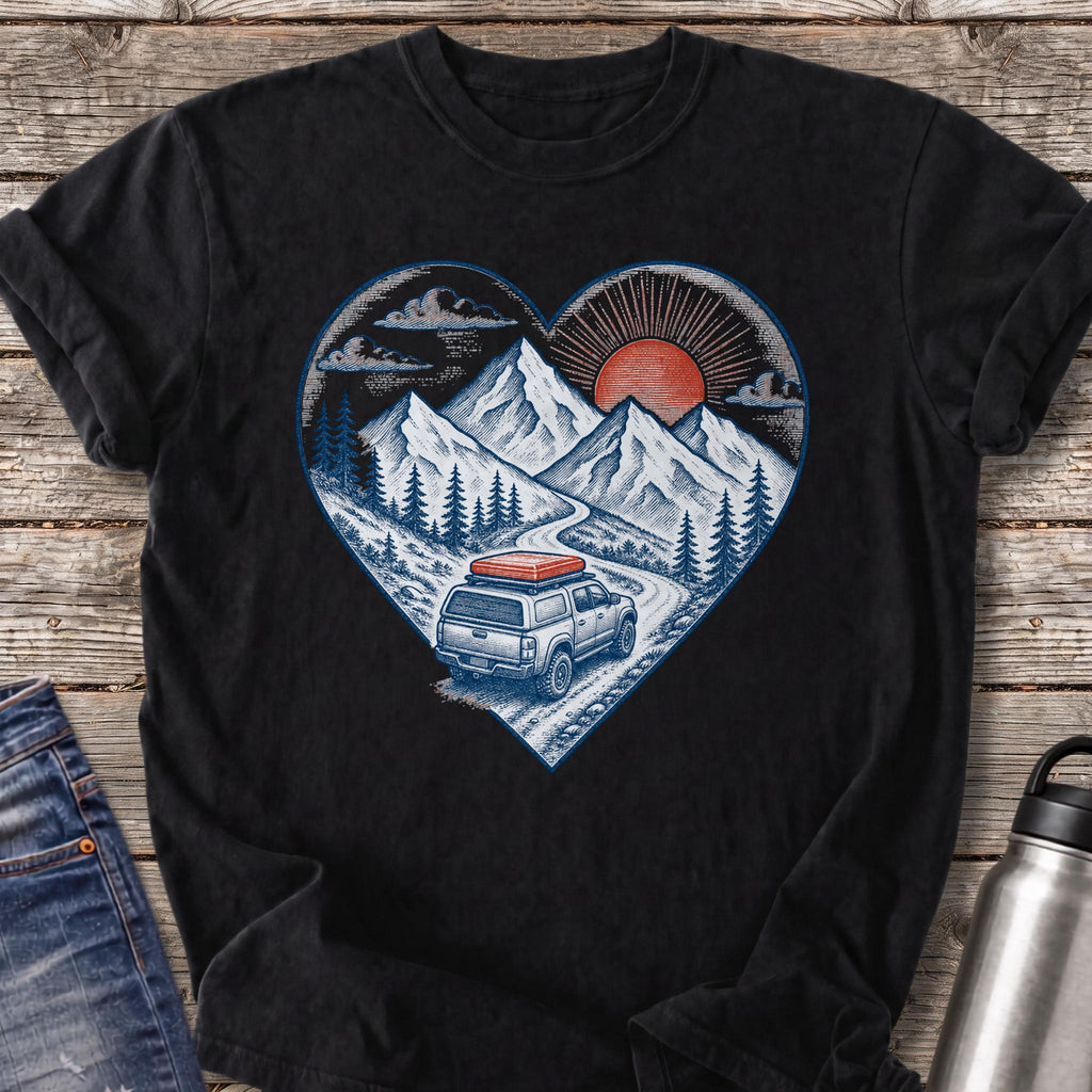 Mountain Trail Heart T-Shirt — Black