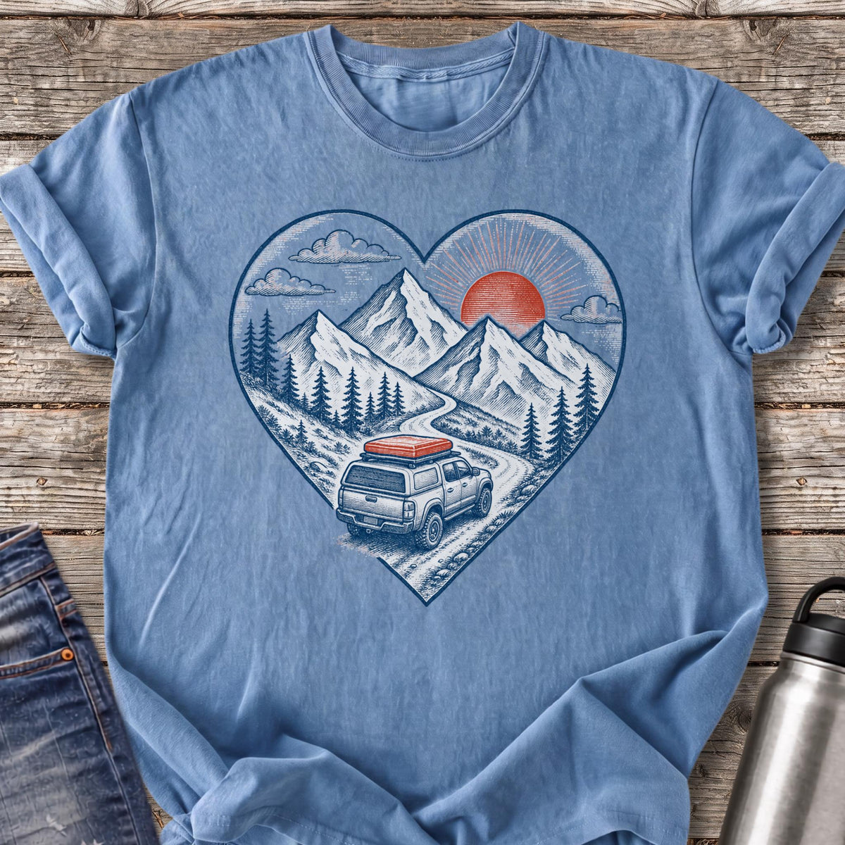 Mountain Trail Heart T-Shirt — Blue Jean