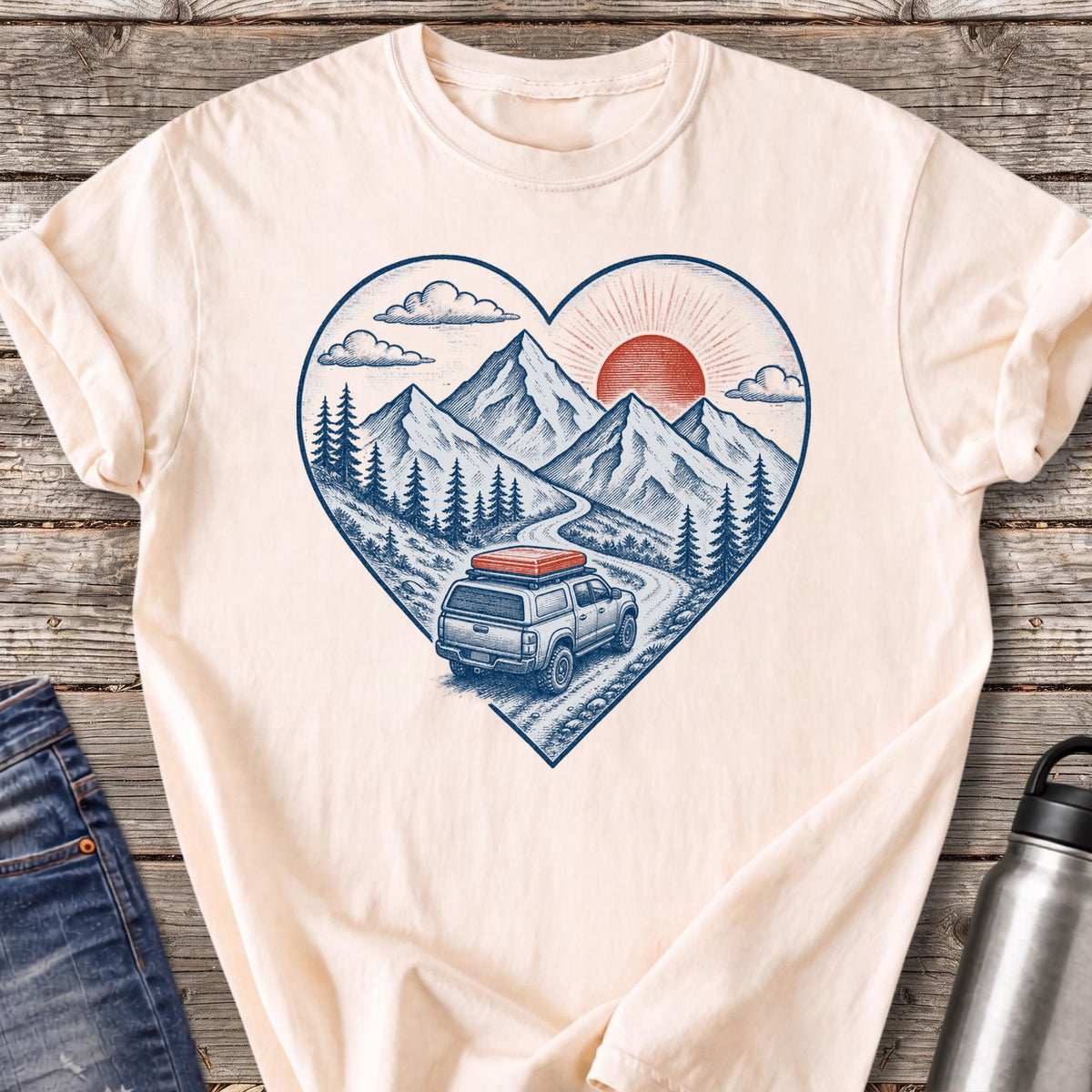 Mountain Trail Heart T-Shirt — Ivory