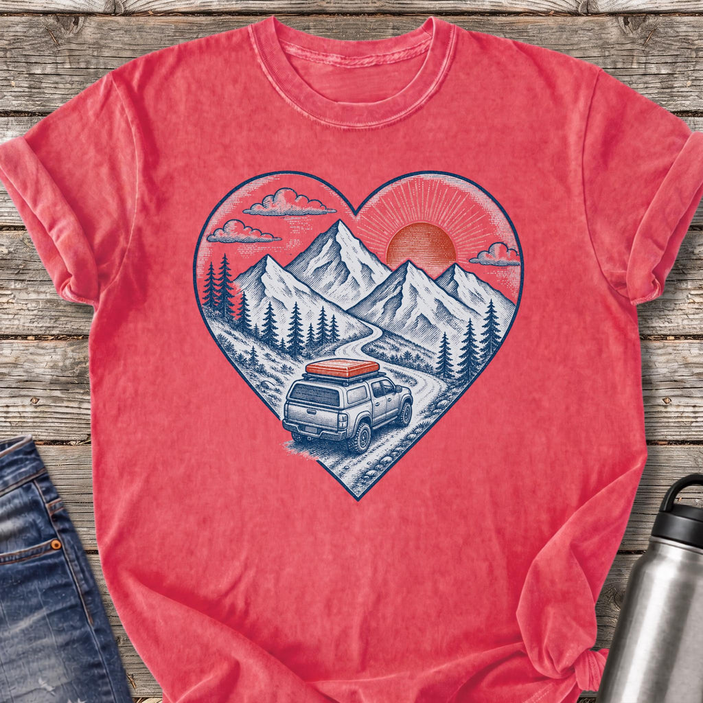 Mountain Trail Heart T-Shirt — Watermelon