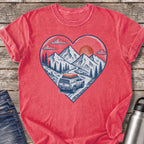 Mountain Trail Heart T-Shirt — Watermelon