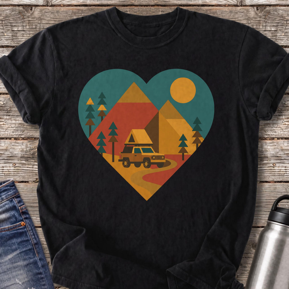 Mountains at Heart T-Shirt — Black