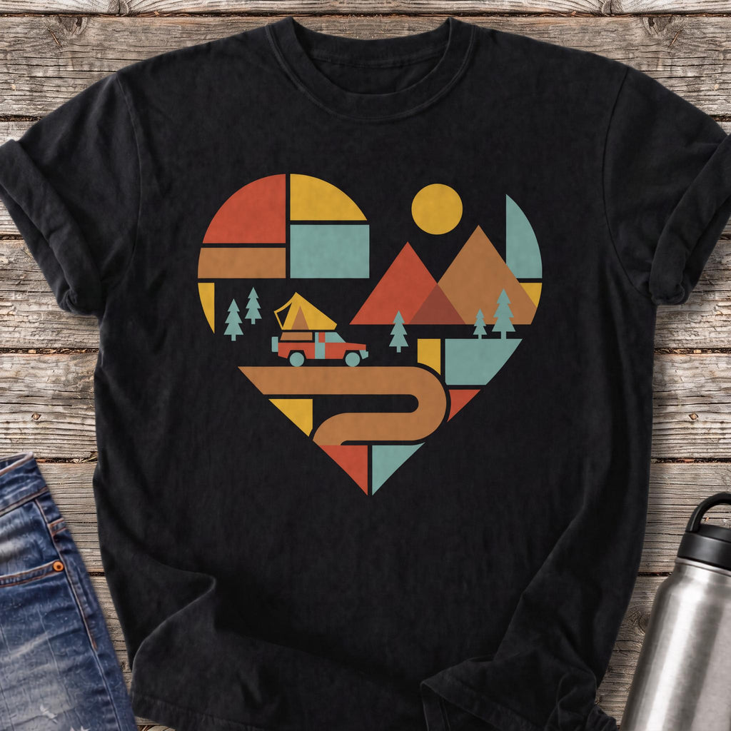 Winding Road Heart T-Shirt — Black