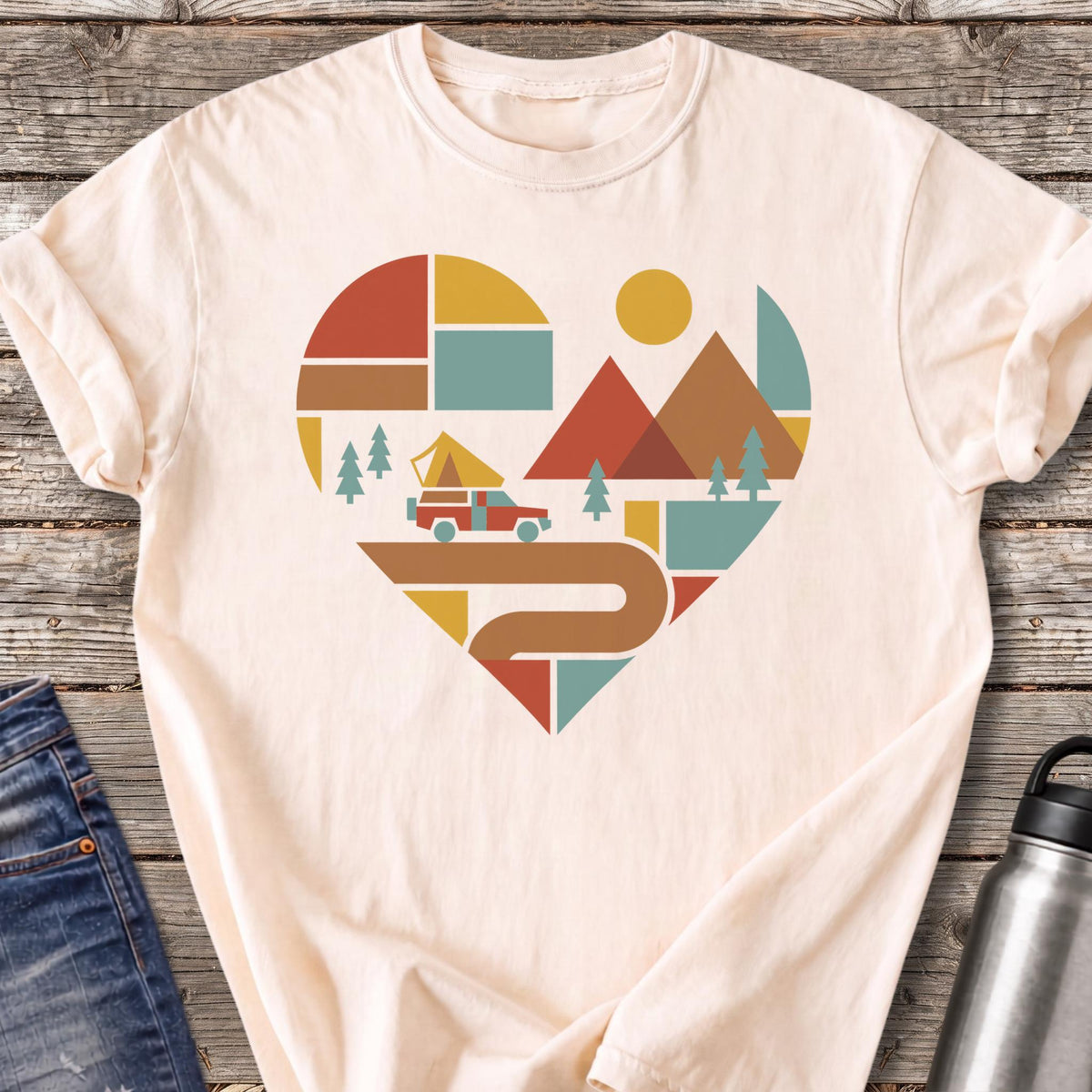 Winding Road Heart T-Shirt — Ivory