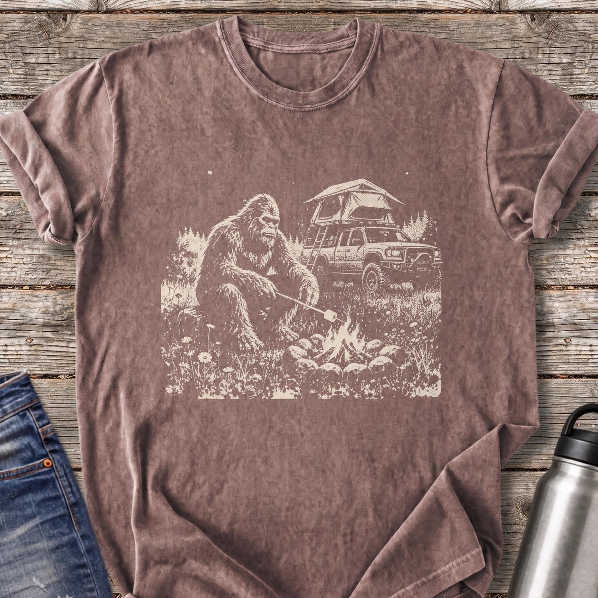 Bigfoot Marshmallow Roast T-Shirt — Espresso