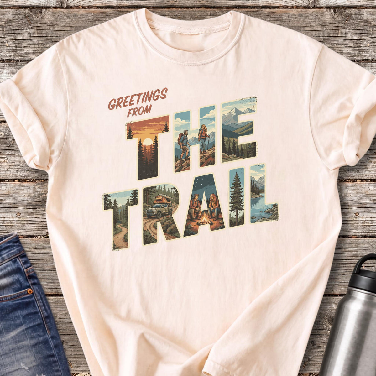 Greetings from the Trail at Sunset T-Shirt — Ivory