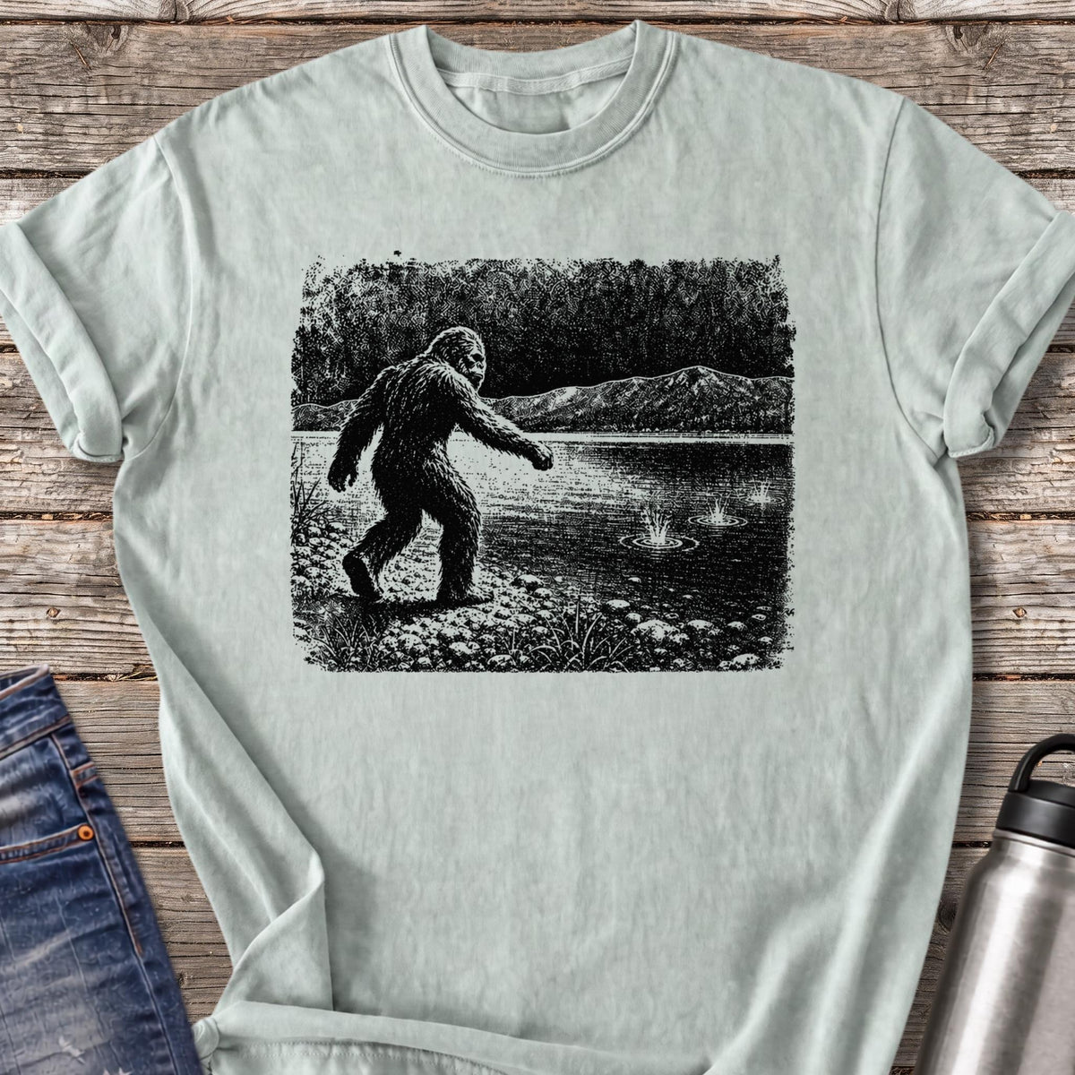Bigfoot Skips Stones T-Shirt — Bay