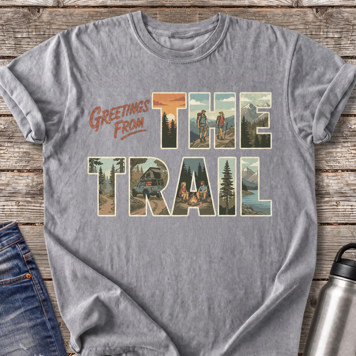 Greetings from the Trail T-Shirt — Grey