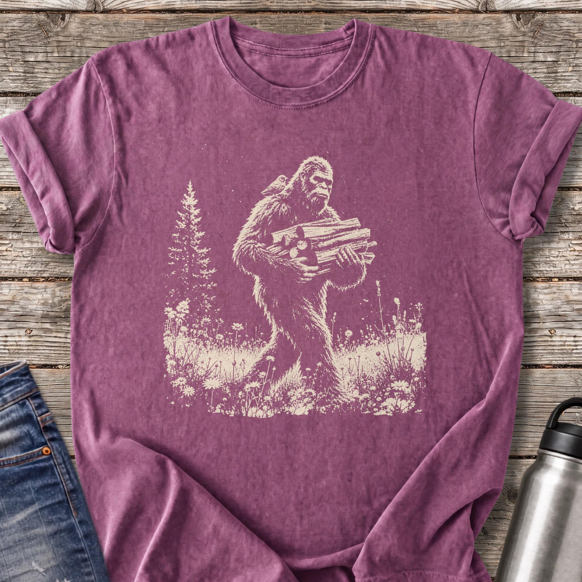 Bigfoot Firewood Run T-Shirt — Berry