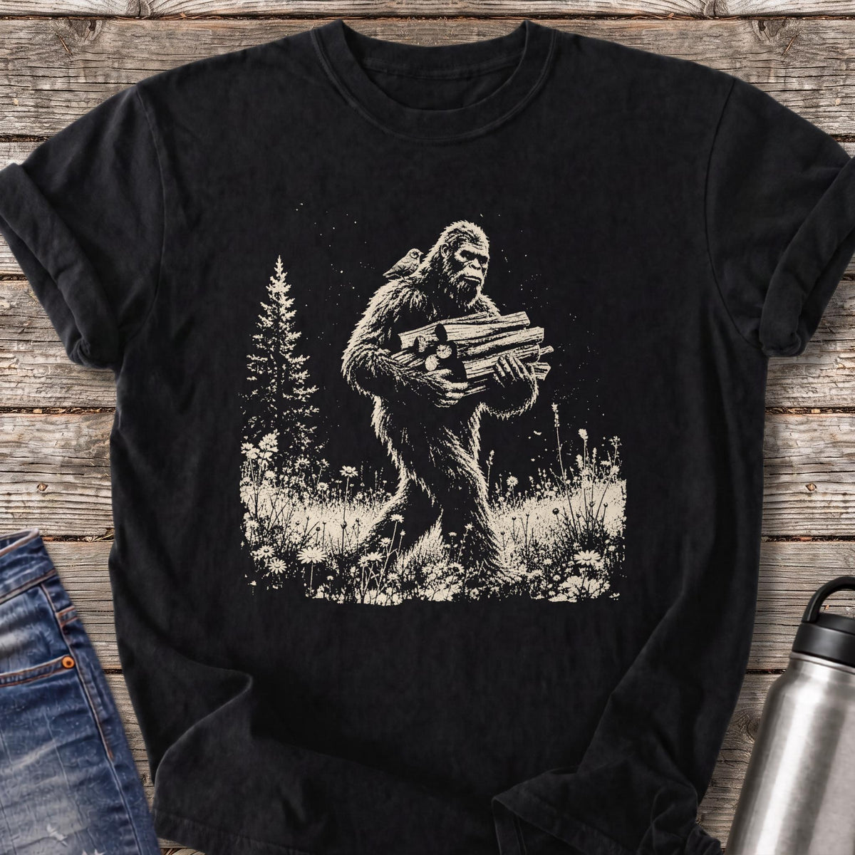 Bigfoot Firewood Run T-Shirt — Black