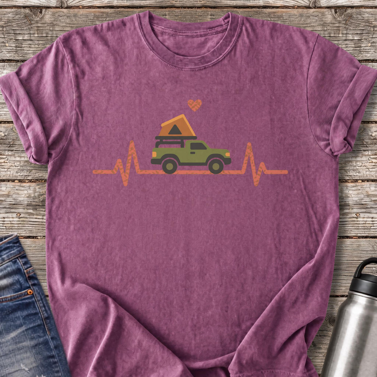 Rooftop Tent Heartbeat T-Shirt — Berry