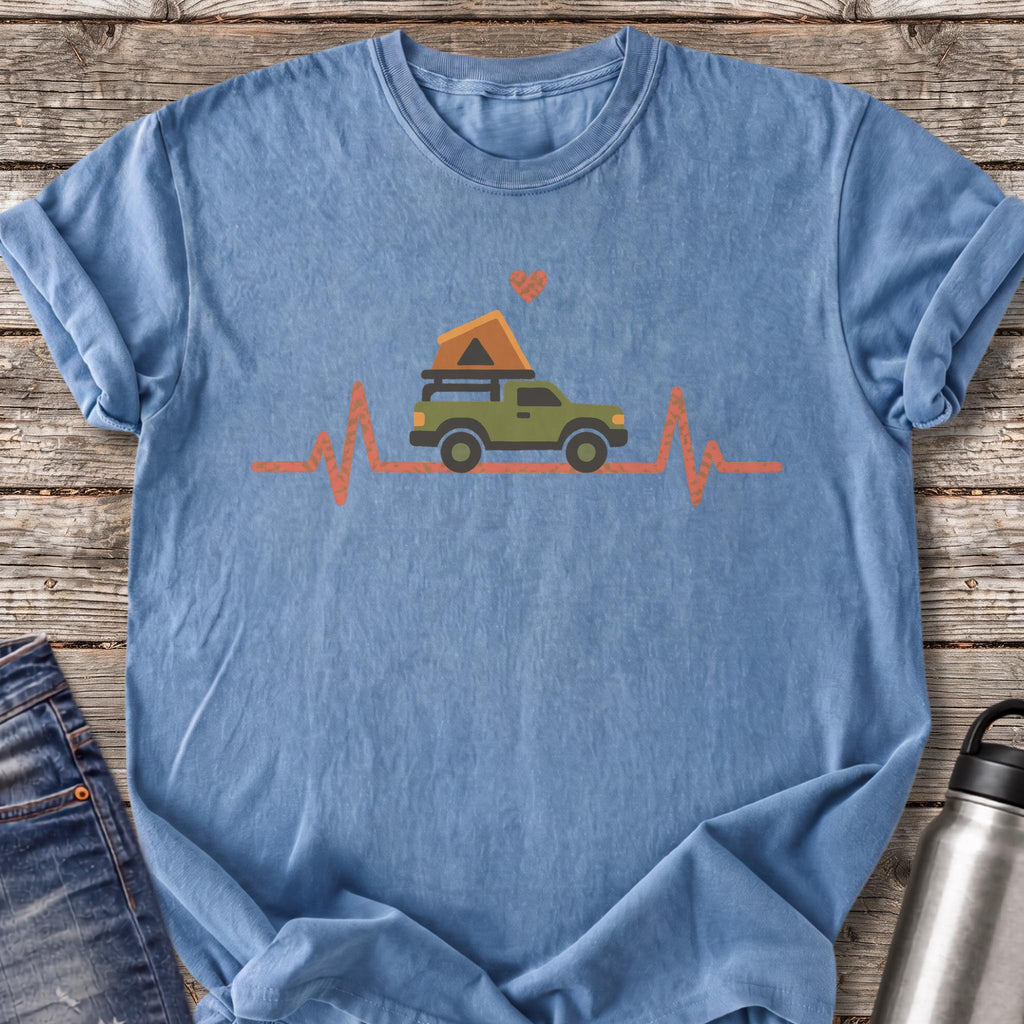 Rooftop Tent Heartbeat T-Shirt — Blue Jean