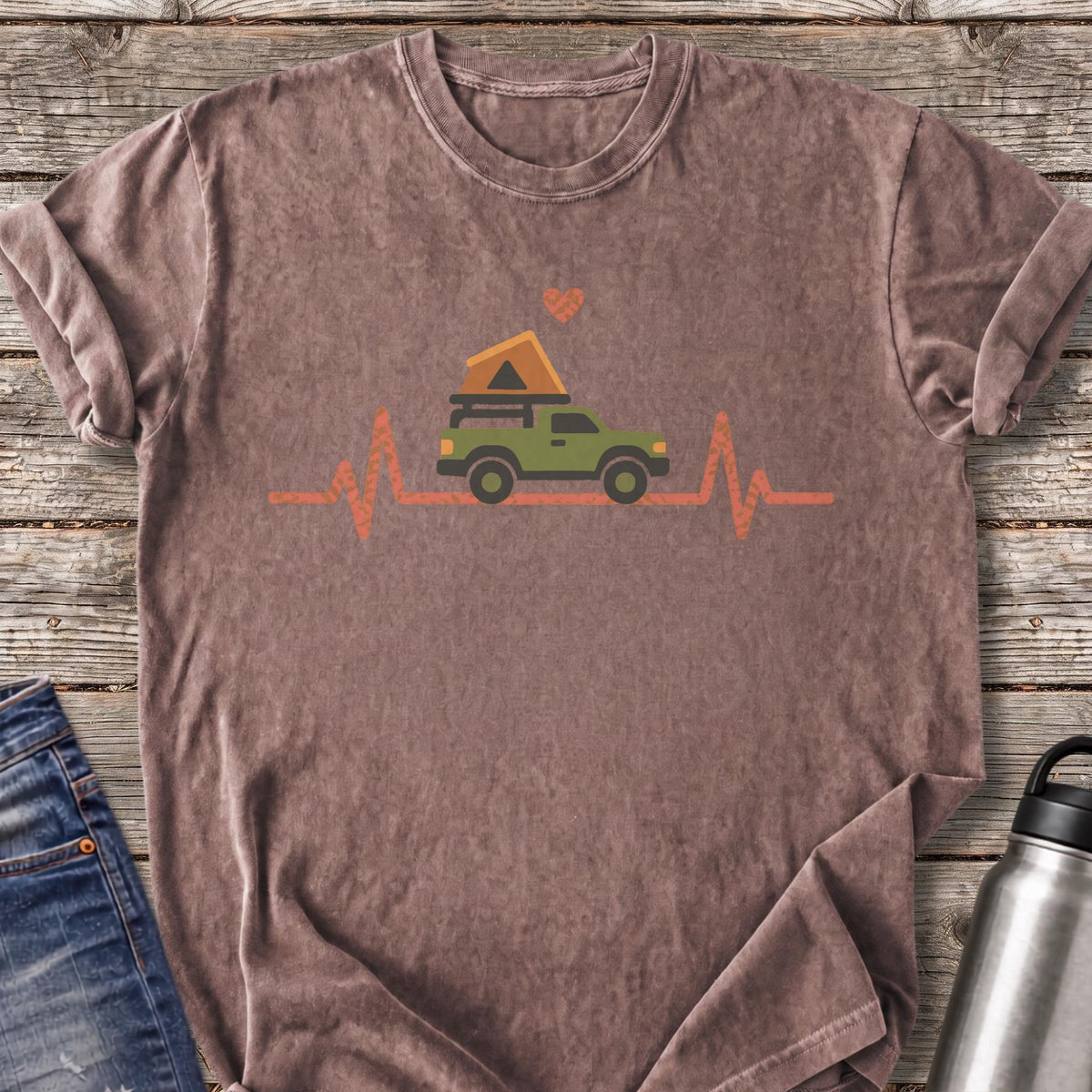 Rooftop Tent Heartbeat T-Shirt — Espresso