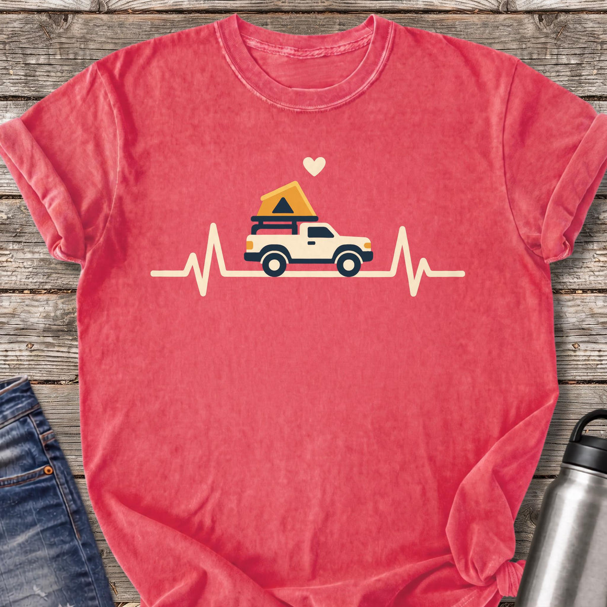 Rooftop Tent Heartbeat T-Shirt — Watermelon