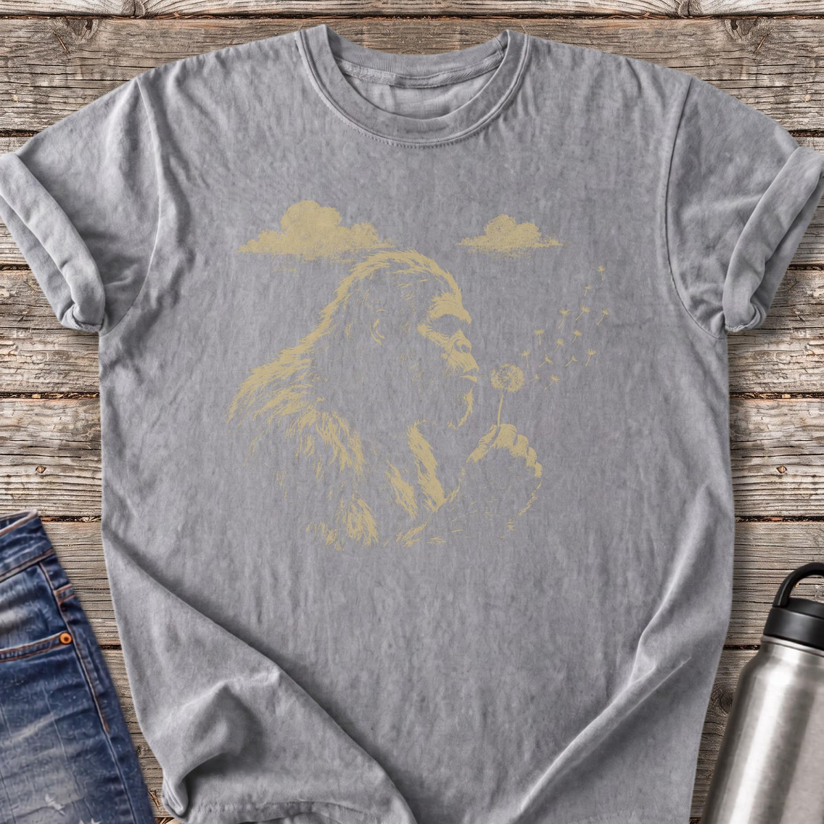 Bigfoot Makes A Wish T-Shirt — Grey