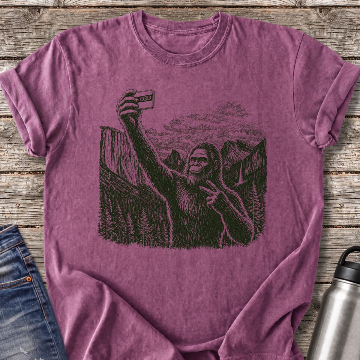 Sasquatch Selfie T-Shirt — Berry