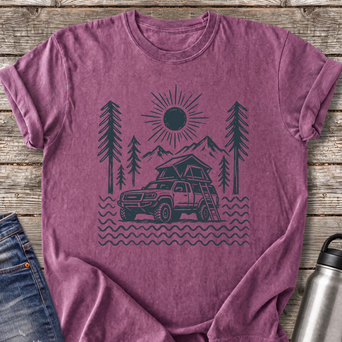 Rooftop Tent Sunrise T-Shirt — Berry