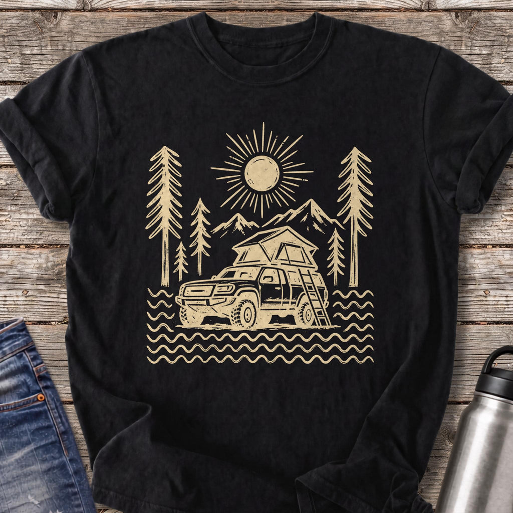 Rooftop Tent Sunrise T-Shirt — Black