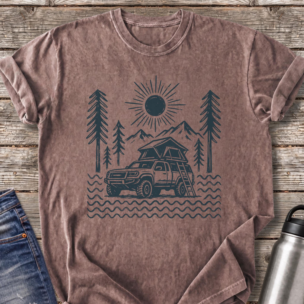 Rooftop Tent Sunrise T-Shirt — Espresso