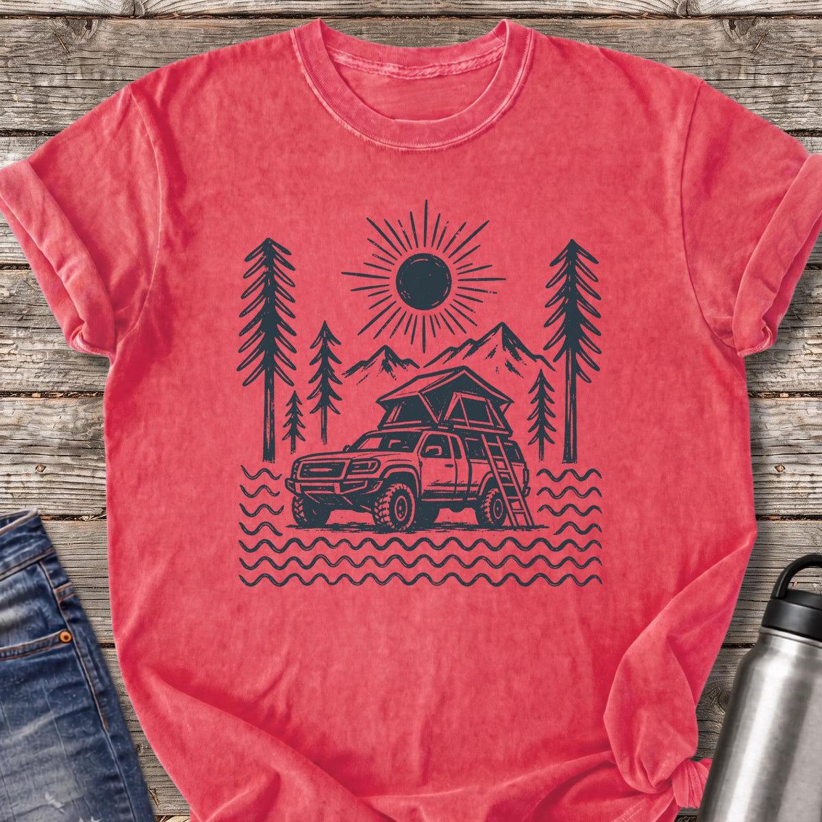 Rooftop Tent Sunrise T-Shirt — Watermelon