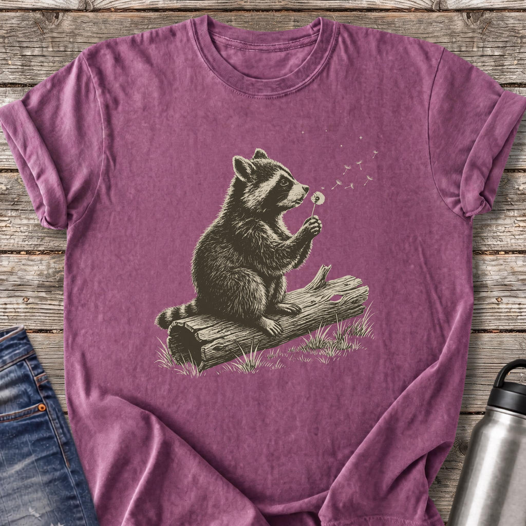 Raccoon Makes a Wish T-Shirt — Berry