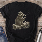 Raccoon Makes a Wish T-Shirt — Black