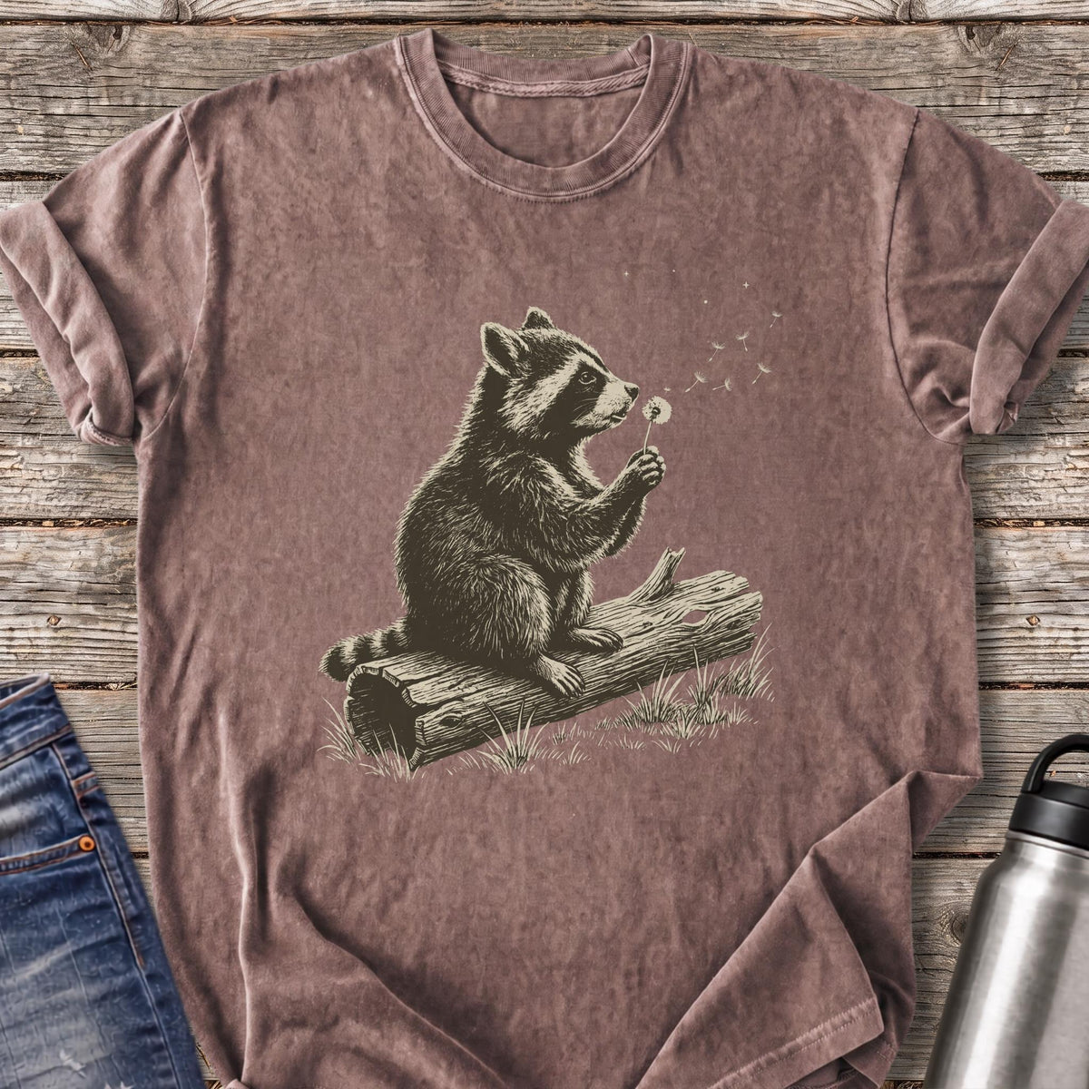 Raccoon Makes a Wish T-Shirt — Espresso