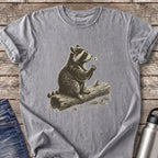 Raccoon Makes a Wish T-Shirt — Grey
