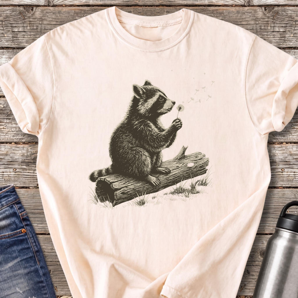 Raccoon Makes a Wish T-Shirt — Ivory