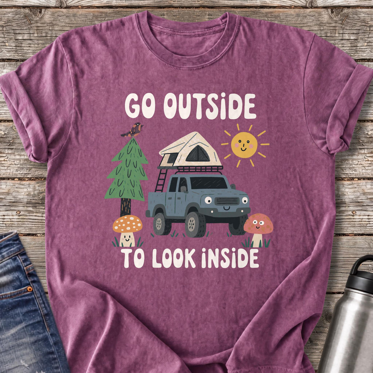 Go Outside to Look Inside T-Shirt — Berry