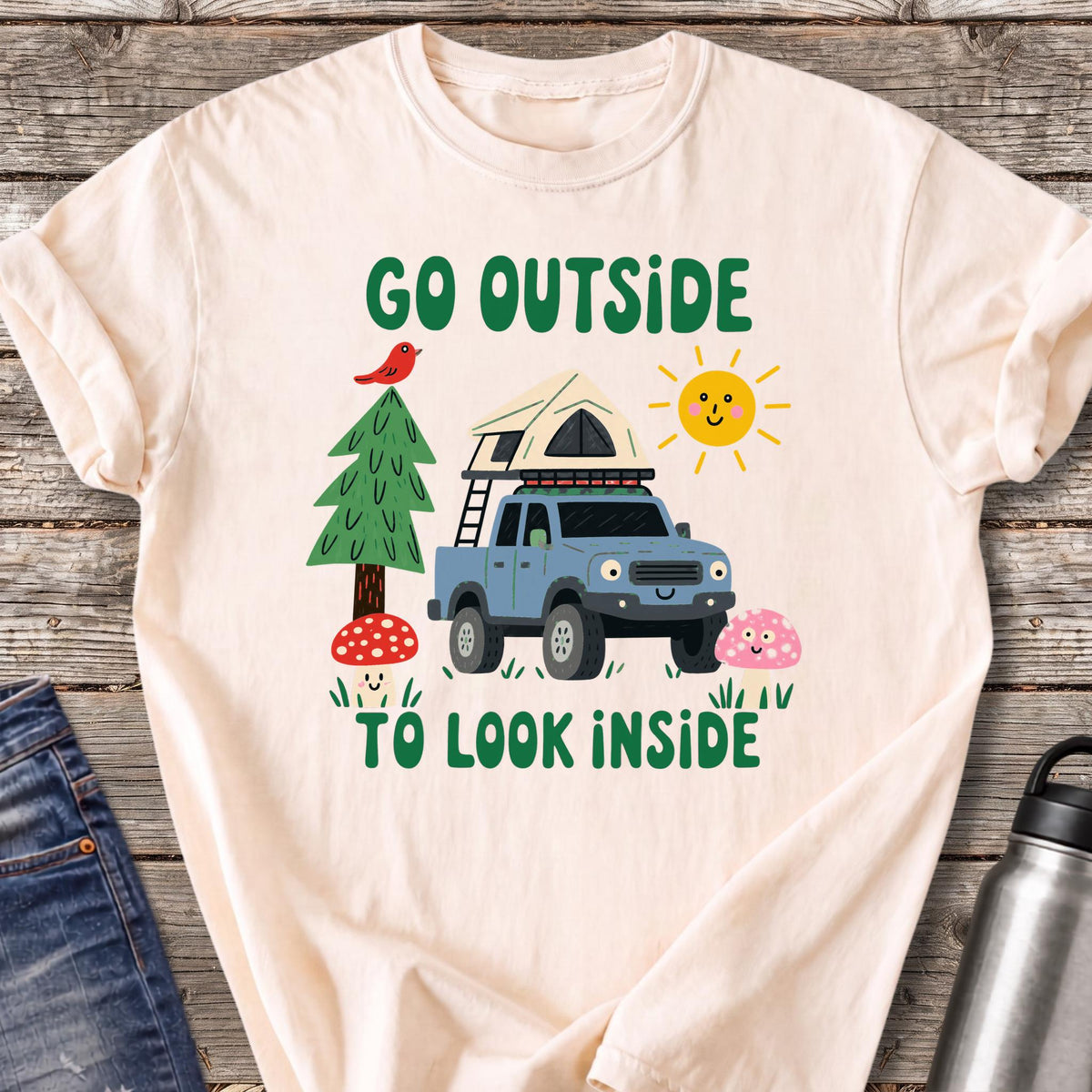 Go Outside to Look Inside T-Shirt — Ivory