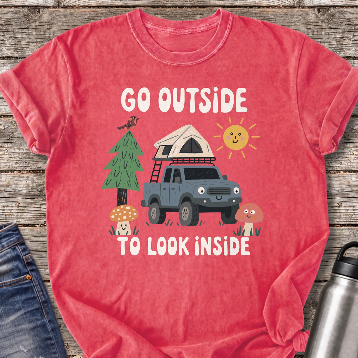 Go Outside to Look Inside T-Shirt — Watermelon