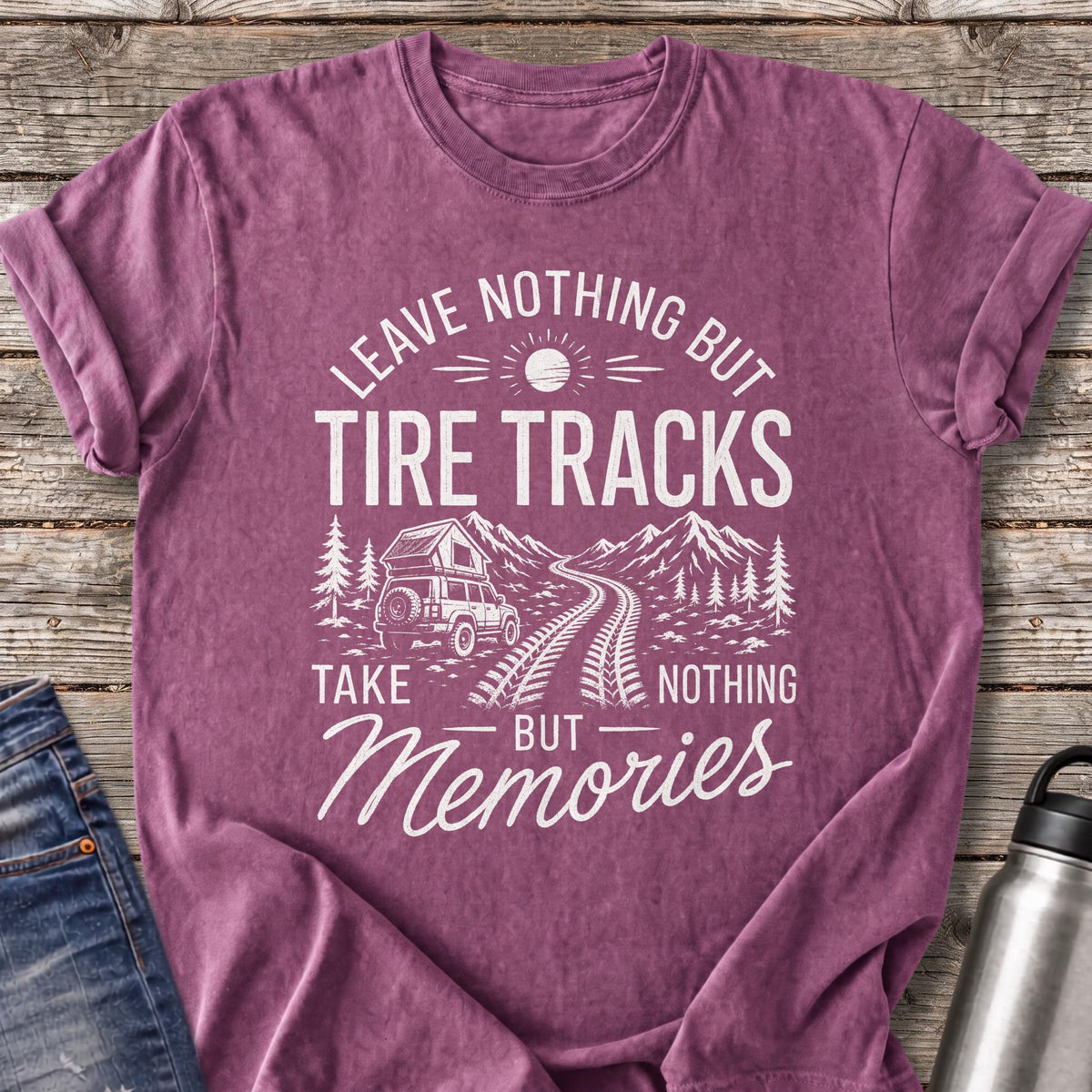 Leave Nothing but Tire Tracks T-Shirt — Berry