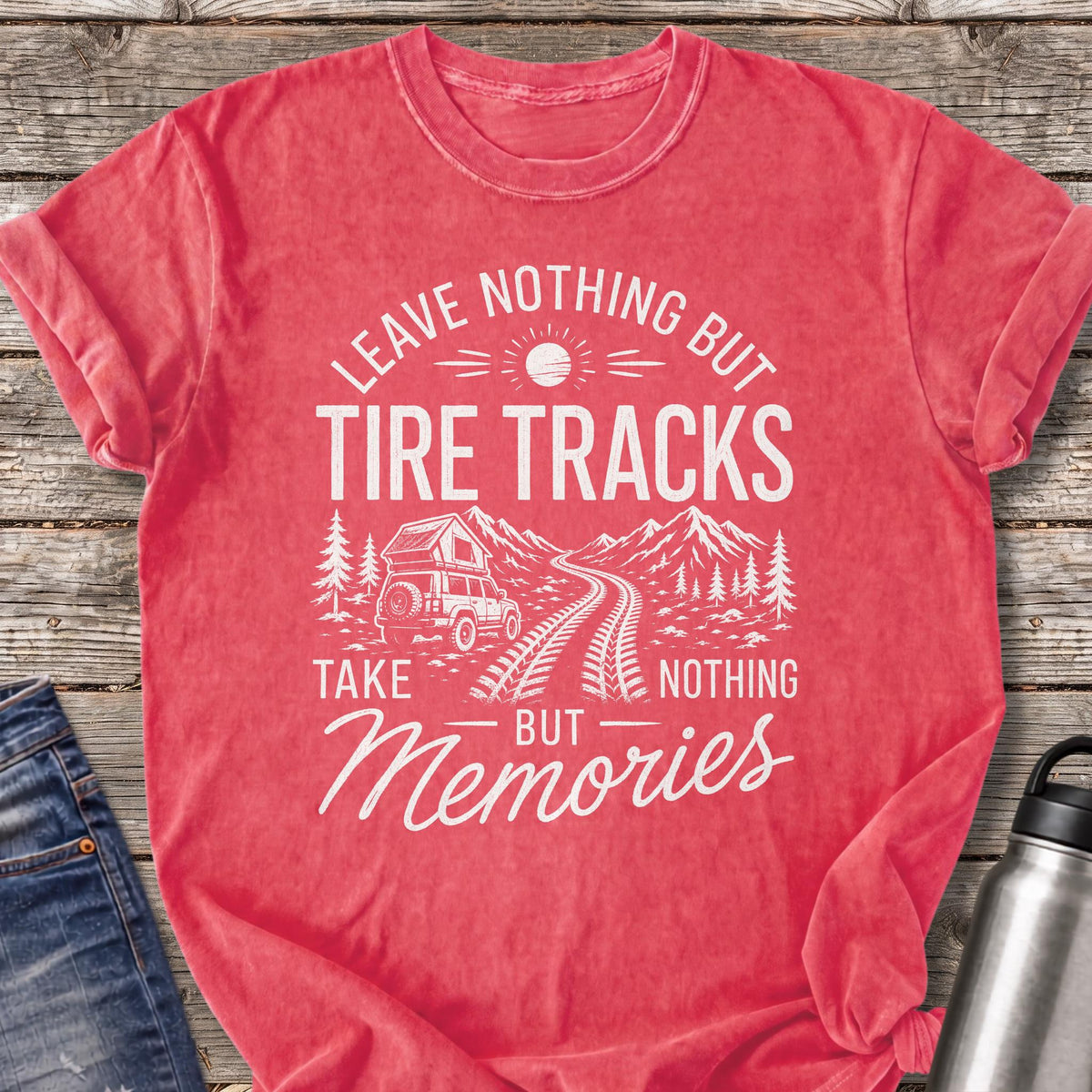 Leave Nothing but Tire Tracks T-Shirt — Watermelon