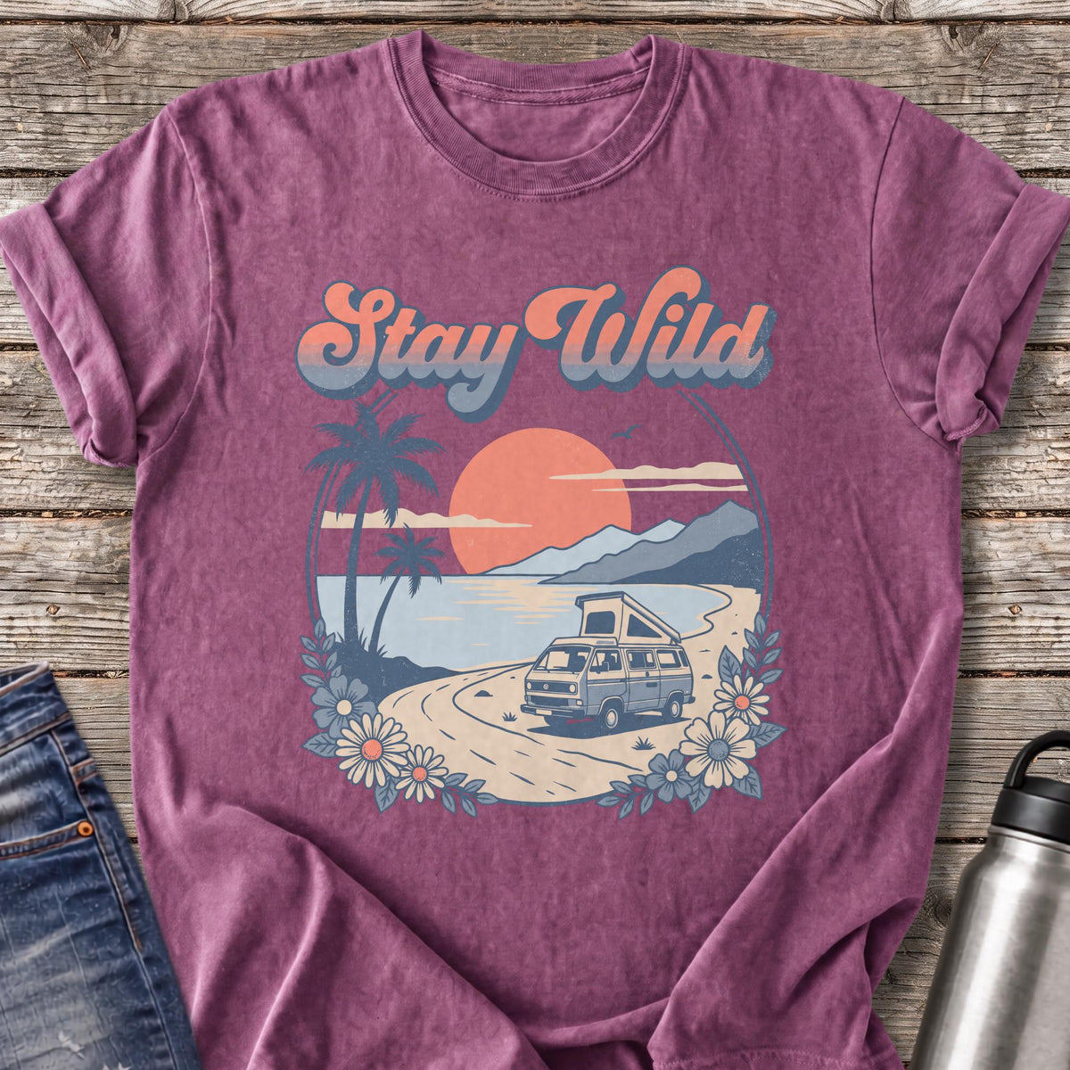 Stay Wild by the Sea T-Shirt — Berry