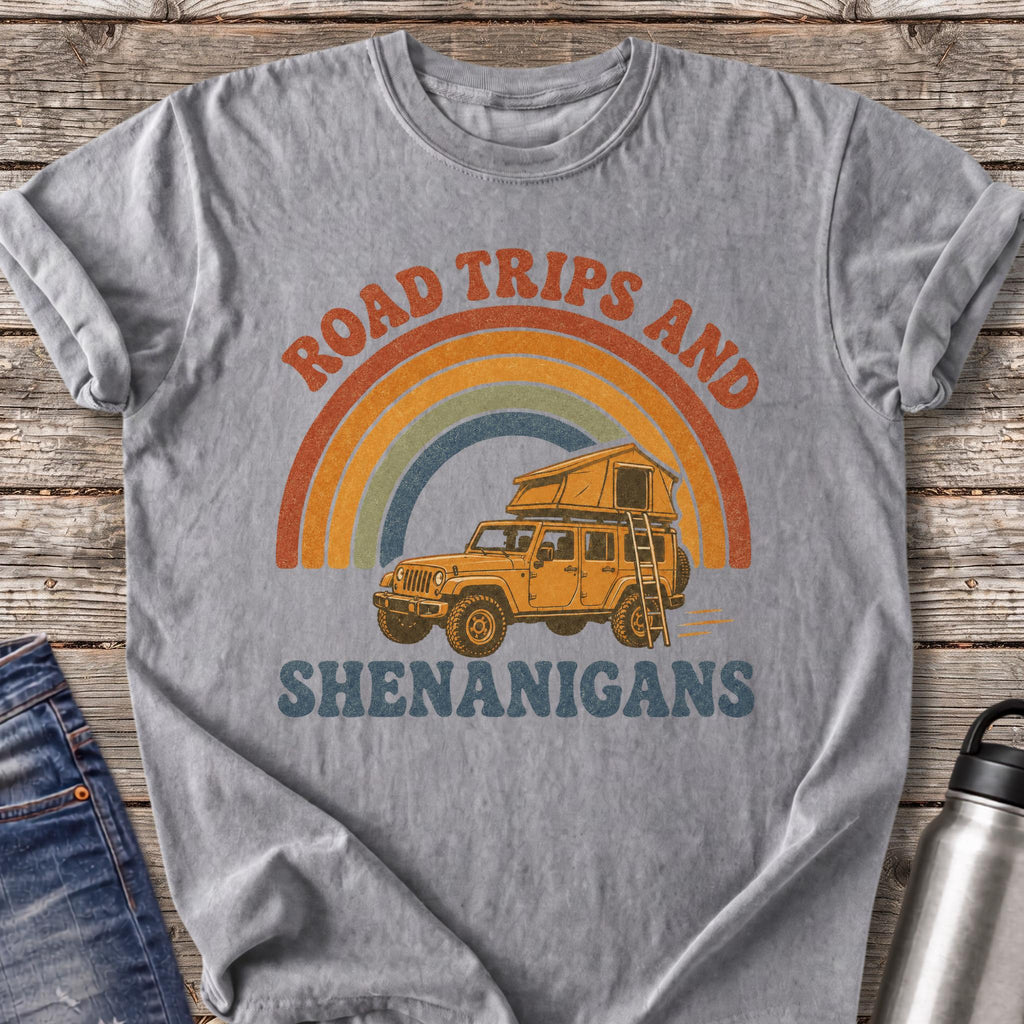 Road Trips and Shenanigans T-Shirt — Grey