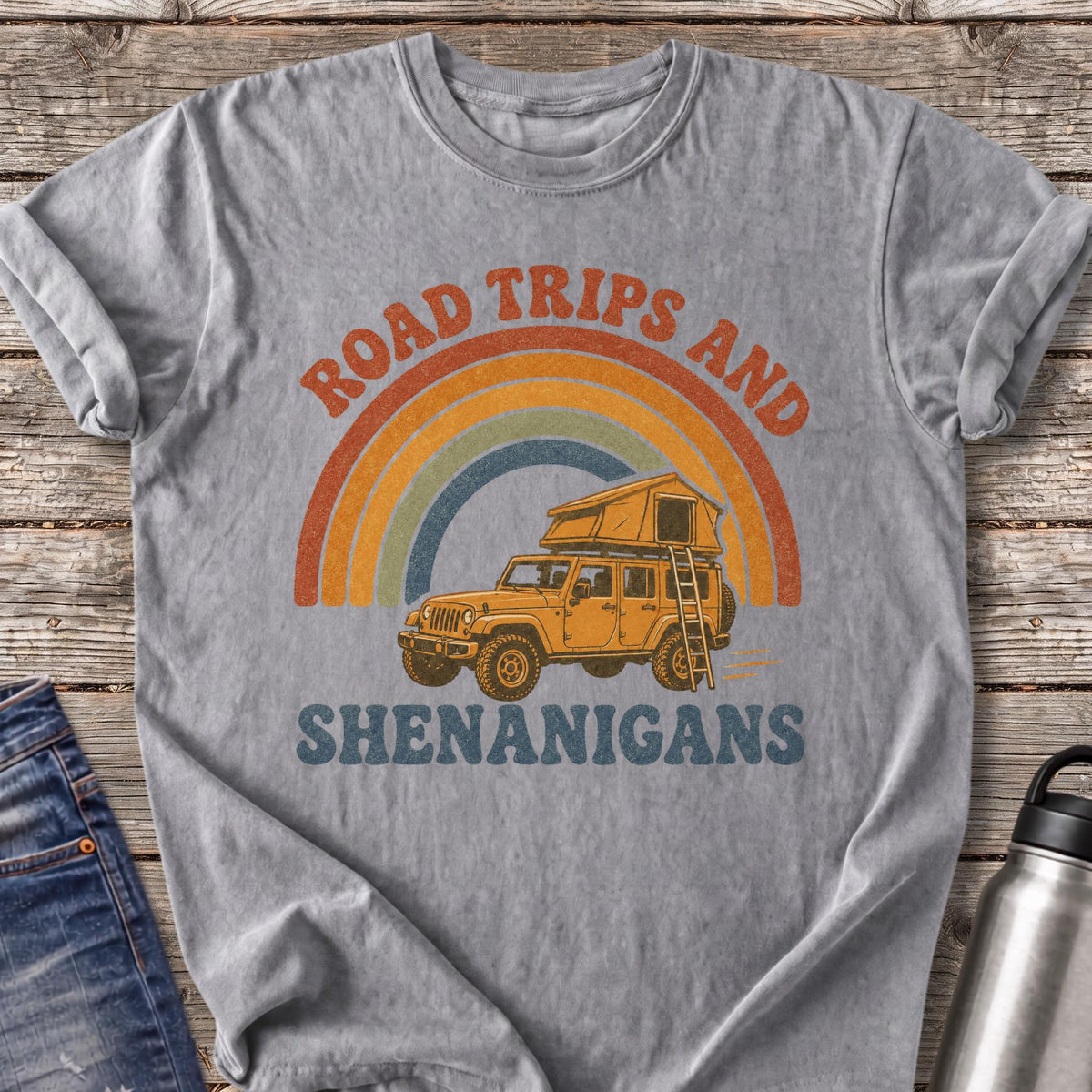 Road Trips and Shenanigans T-Shirt — Grey