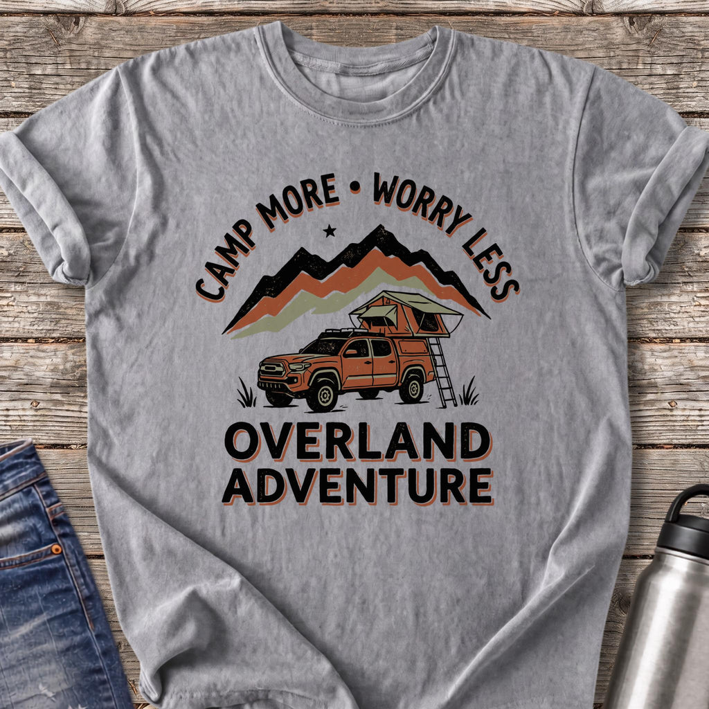 Camp More Worry Less T-Shirt — Grey