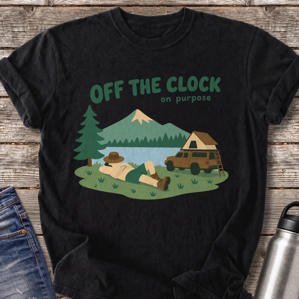 Off the Clock on Purpose T-Shirt — Black